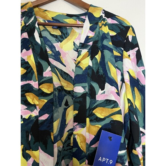 Apt 9 Tropical Green Yellow & Pink Open Front Cardigan Blazer Career Womens XL - Picture 5 of 7
